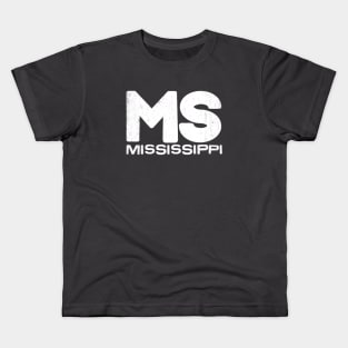 MS Mississippi State Vintage Typography Kids T-Shirt